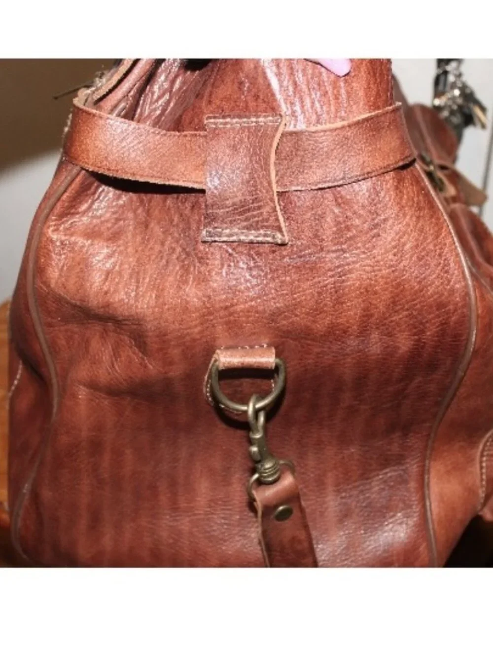 Vintage Handmade Large Saddle Travel Luggge Duffle Bag Weekender Carry on